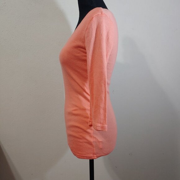 Michael Stars V Neck Shimmer 3/4 Sleeve Blouse - Picture 4 of 6